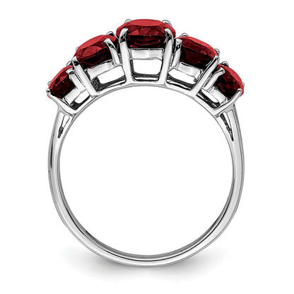 Sterling Silver Rhodium Garnet Ring