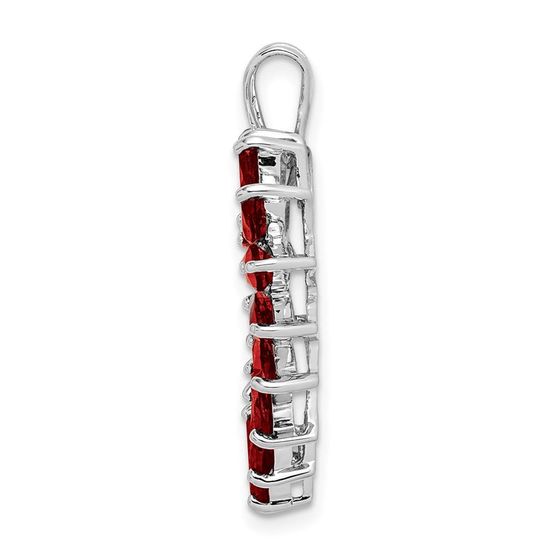 Sterling Silver Rhodium Marquise Garnet Heart Pendant