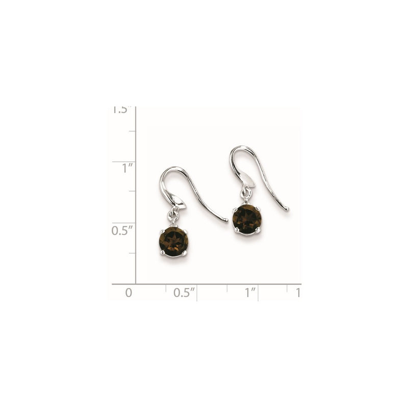 Sterling Silver Rhodium Rd Smoky Qtz & Diamond Wire Earrings