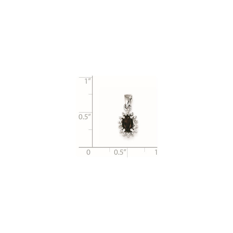 Sterling Silver Rhodium Smoky Quartz & Diamond Pendant
