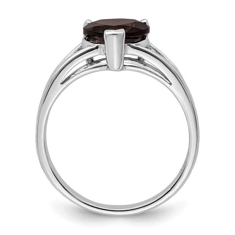 Sterling Silver Rhodium Smoky Quartz Ring