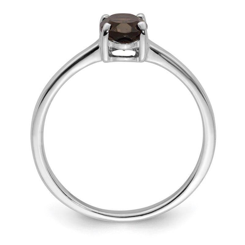 Sterling Silver Rhodium Smoky Quartz Ring