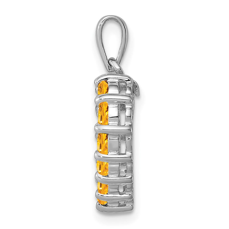 Sterling Silver Rhodium Citrine Heart Pendant
