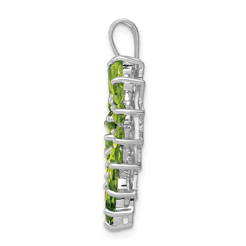 Sterling Silver Rhodium Plated Marquise Peridot Heart Pendant