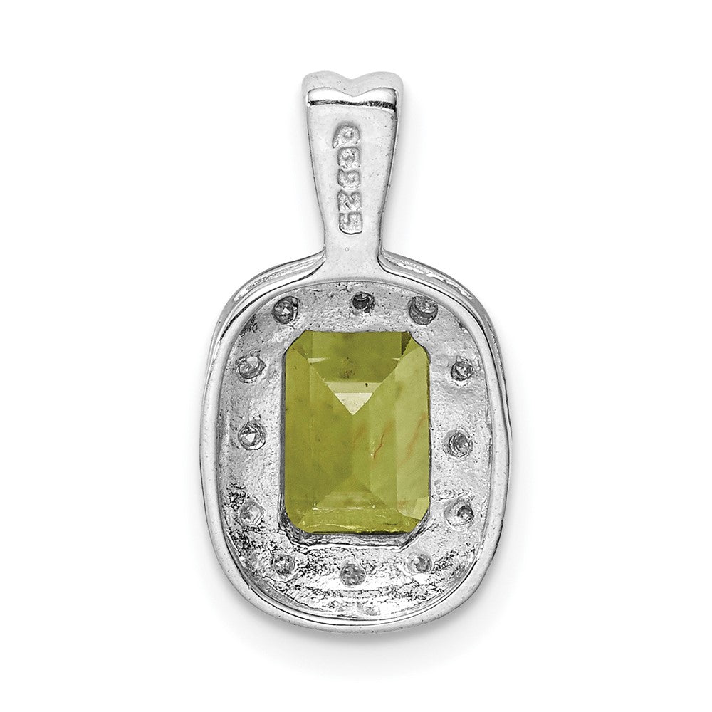 Sterling Silver Rhodium Peridot & Diamond Pendant