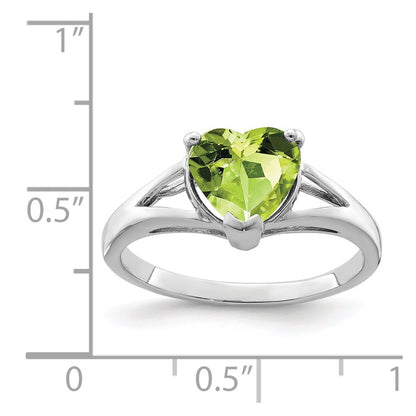 Sterling Silver Rhodium Peridot Ring