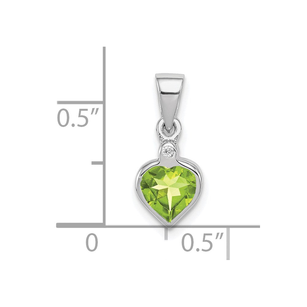 Sterling Silver Rhodium Plated Peridot and Diamond Pendant