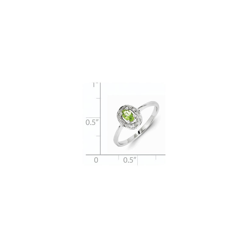 Sterling Silver Rhodium Peridot & Diamond Ring