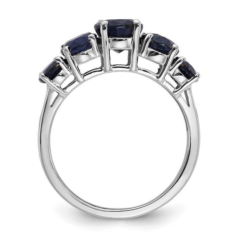 Sterling Silver Rhodium-plated Dark Sapphire Ring