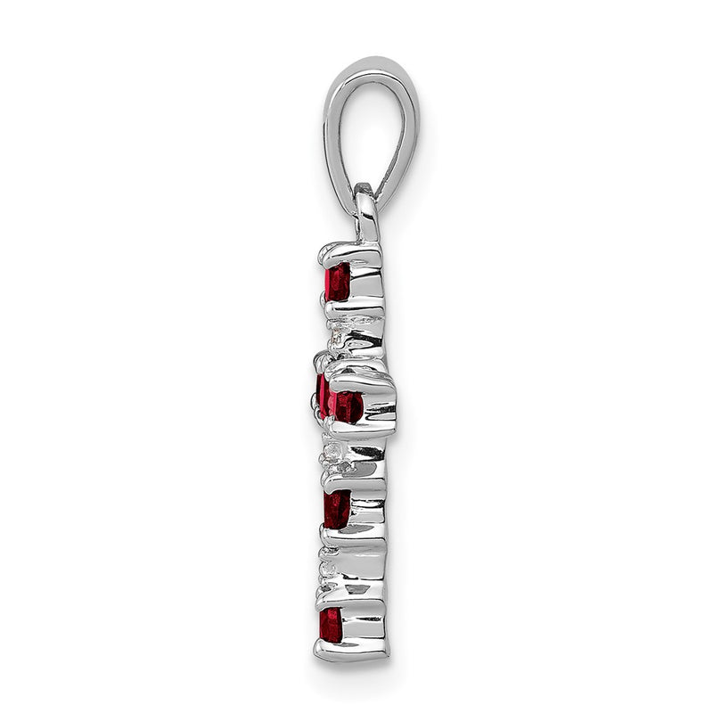 Sterling Silver Rhodium Smoky Quartz & Diamond Accent Cross Pendant