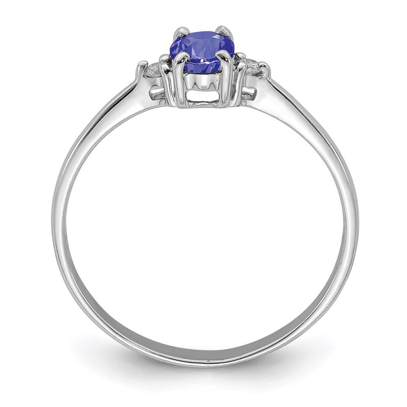 Sterling Silver Rhodium Tanzanite & Diamond Ring