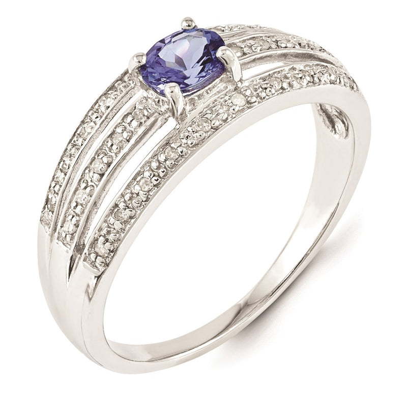 Sterling Silver Tanzanite & Diamond Ring