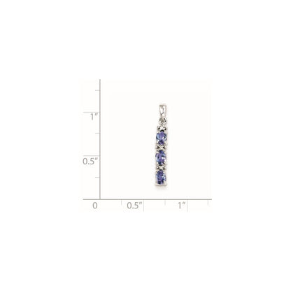Sterling Silver Rhodium-plated Tanzanite & Diamond Pendant