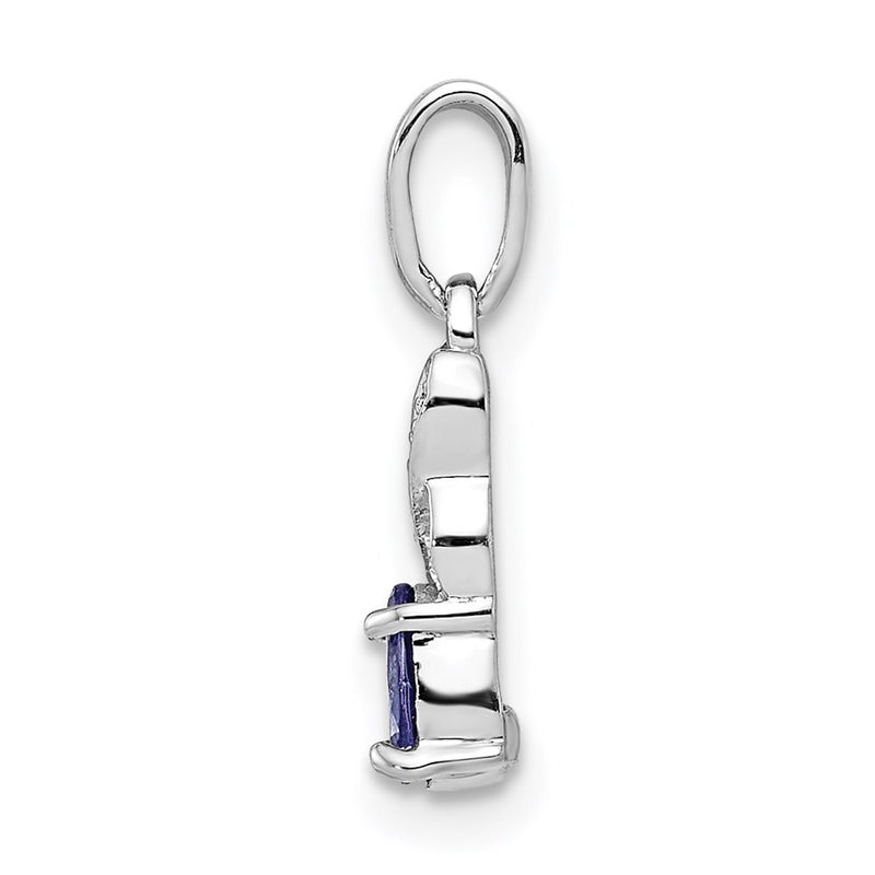 Sterling Silver Rhodium-plated Tanzanite & Diamond Pendant