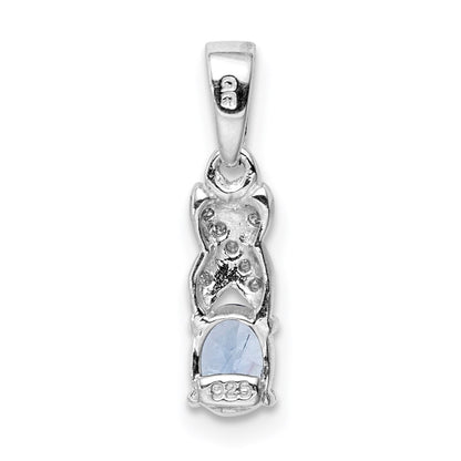 Sterling Silver Rhodium-plated Tanzanite & Diamond Pendant