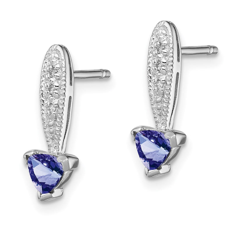 Sterling Silver Rhodium-plated Tanzanite & Diamond Earrings
