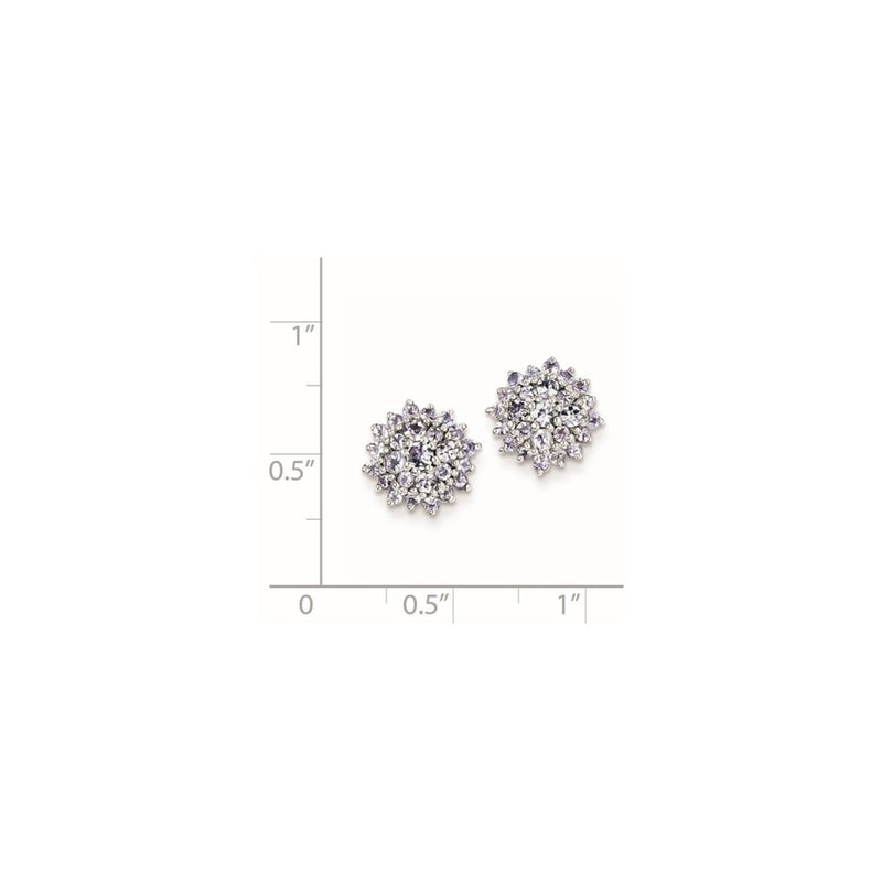 Sterling Silver Rhodium Plated Tanzanite Round Post Earrings