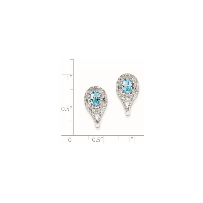 Sterling Silver Diamond & Light Swiss Blue Topaz Oval Post Earrings