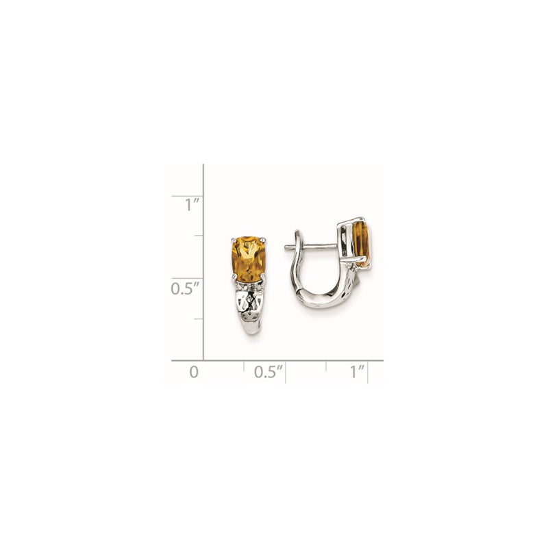 Sterling Silver Diamond and Whiskey Quartz Earrings