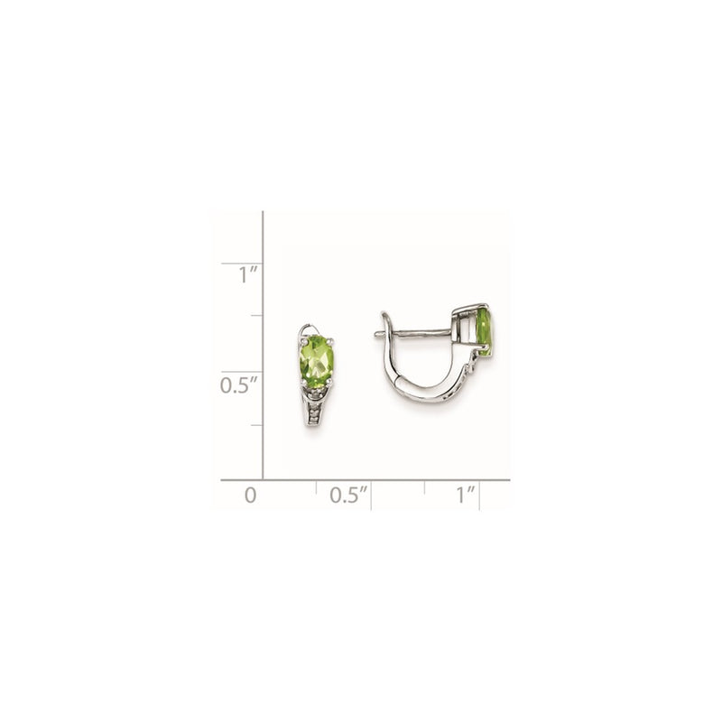 Sterling Silver Diamond & Peridot Oval Hinged Earrings