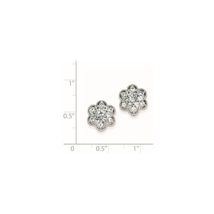 Sterling Silver Aquamarine Flower Post Earrings