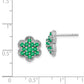 Sterling Silver Rhodium-plated Emerald Flower Post Earrings