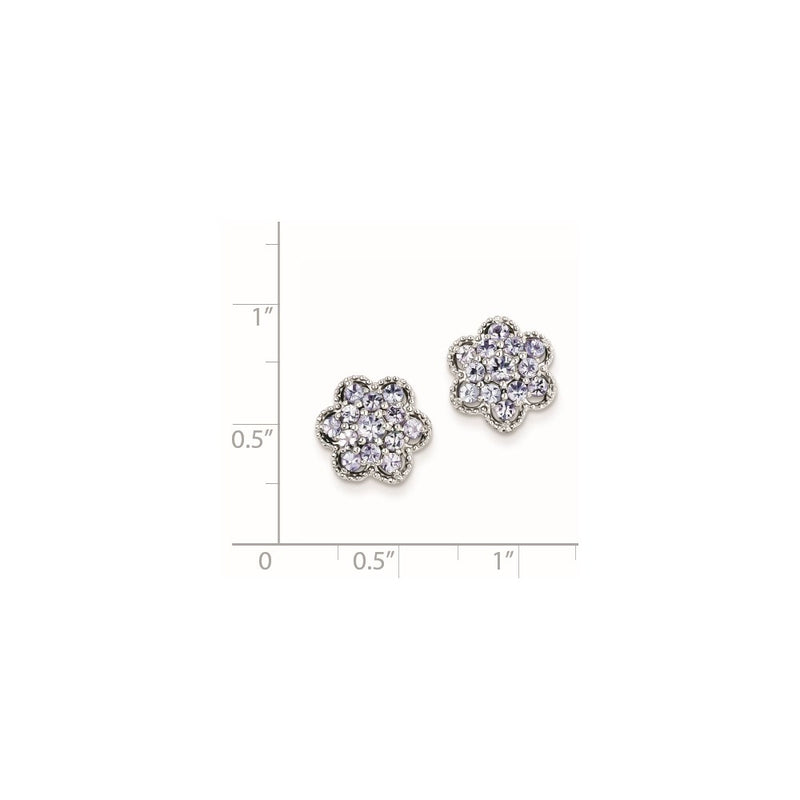 Sterling Silver Tanzanite Flower Post Earrings