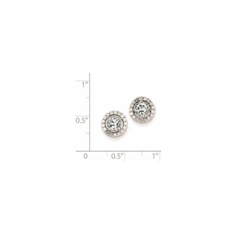 Sterling Silver Diamond & Aquamarine Circle Post Earrings