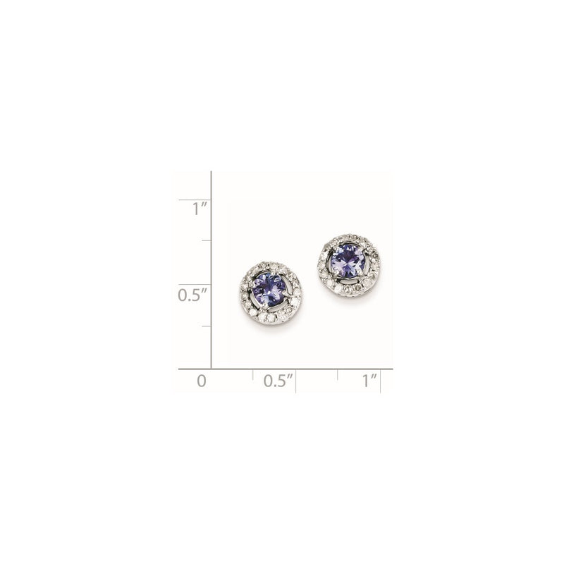 Sterling Silver Diamond & Tanzanite Circle Post Earrings