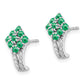 Sterling Silver Rhodium-plated Diamond & Emerald Square Post Earrings