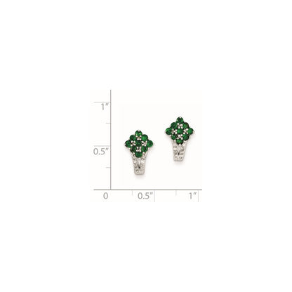 Sterling Silver Diamond & Tsavorite Garnet Square Post Earrings