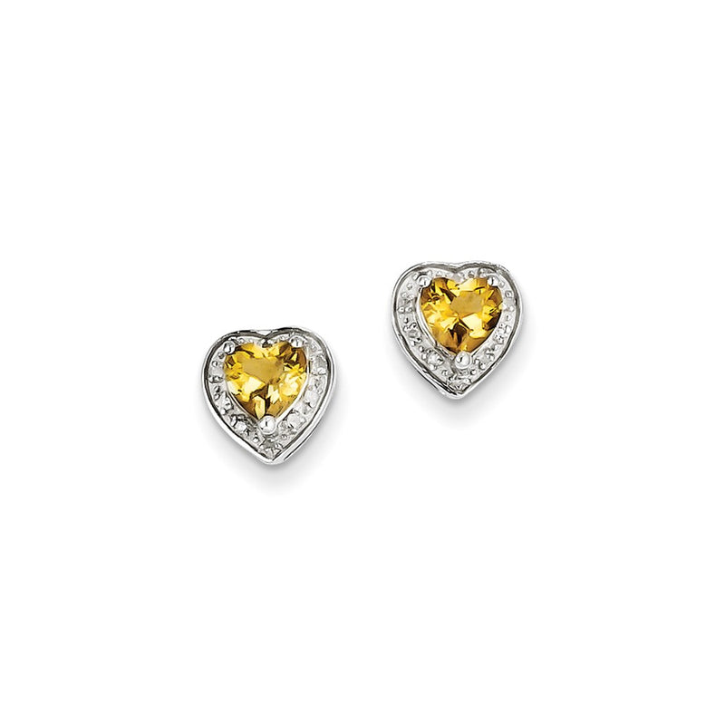 Sterling Silver Diamond Whiskey Quartz Earrings