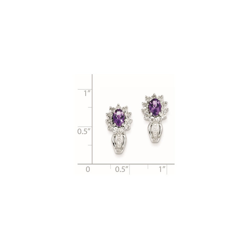 Sterling Silver Diamond Amethyst Earrings