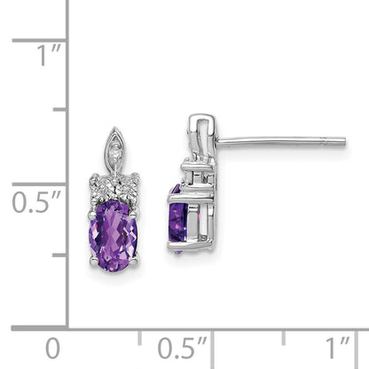 Sterling Silver Rhodium-plated Diamond & Amethyst Earrings