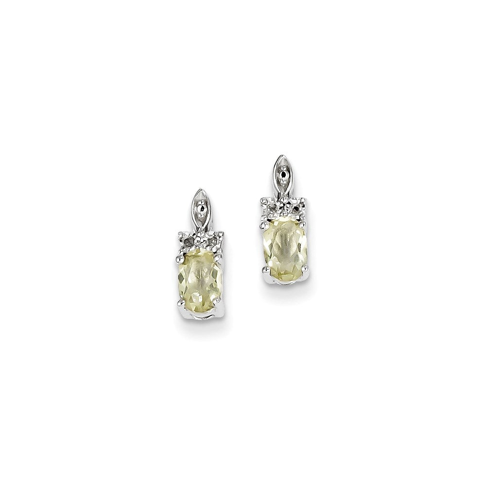 Sterling Silver Diamond & Lemon Quartz Earrings