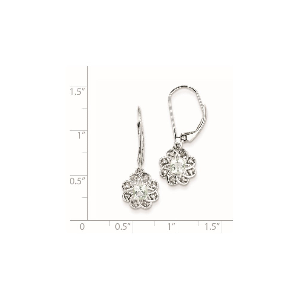Sterling Silver Diamond & Green Quartz Earrings