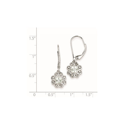 Sterling Silver Diamond & Green Quartz Earrings