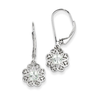 Sterling Silver Diamond & Green Quartz Earrings
