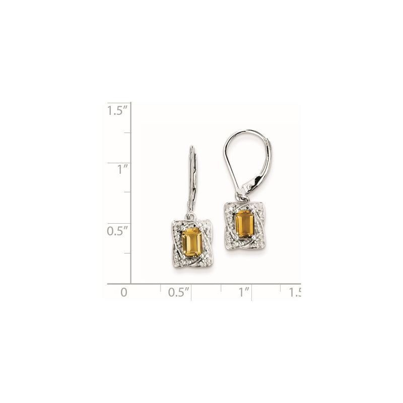 Sterling Silver Diamond & Whiskey Quartz Earrings