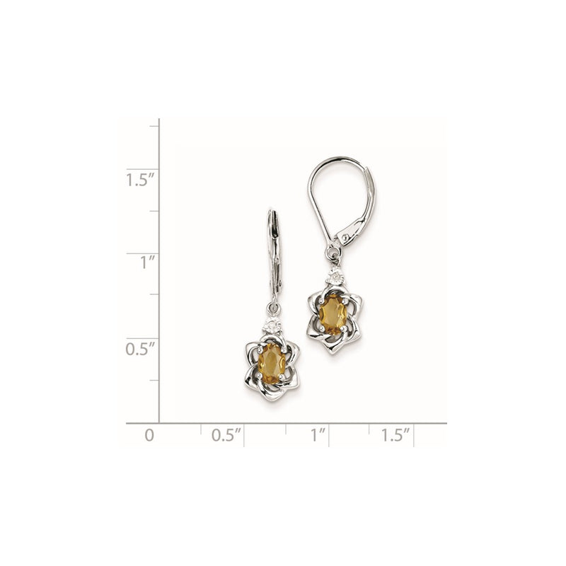 Sterling Silver Diamond & Whiskey Quartz Earrings