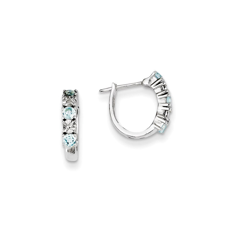 Sterling Silver Blue Topaz & Diamond Earrings