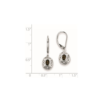 Sterling Silver Smoky Quartz Diamond Earrings