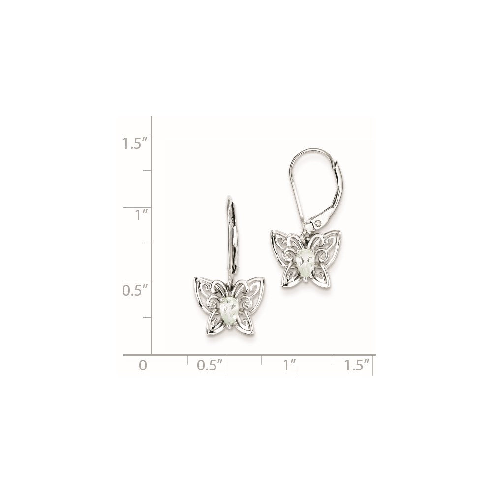 Sterling Silver Green Quartz Diamond Earrings