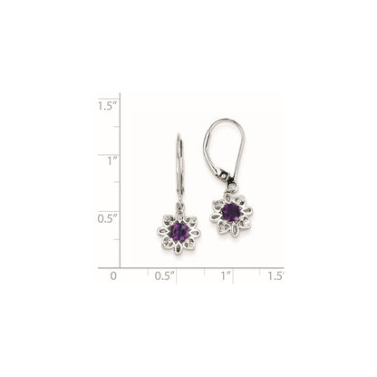 Sterling Silver Amethyst Diamond Earrings