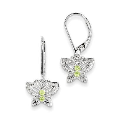 Sterling Silver Peridot & Diamond Earrings