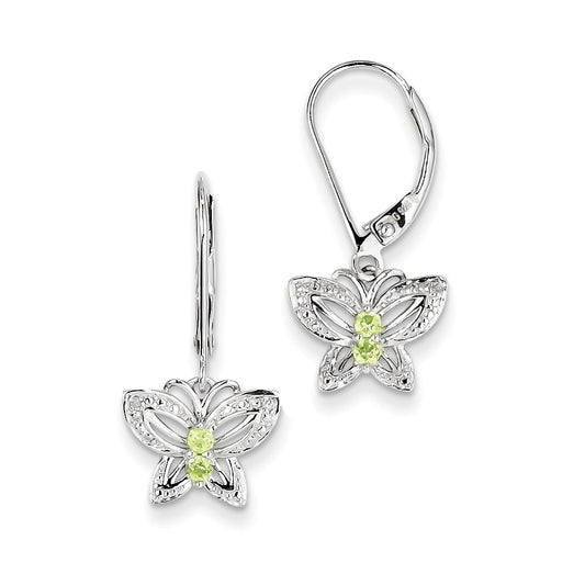 Sterling Silver Peridot & Diamond Earrings