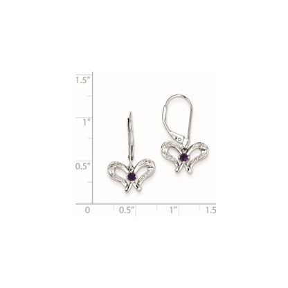 Sterling Silver Amethyst & Diamond Butterfly Earrings