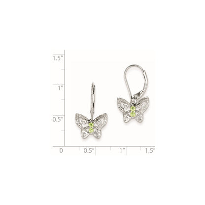 Sterling Silver Peridot & Diamond Earrings