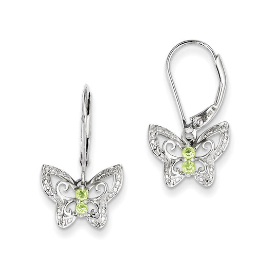 Sterling Silver Peridot & Diamond Earrings