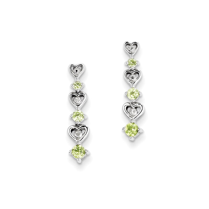 Sterling Silver Peridot Diamond Earrings